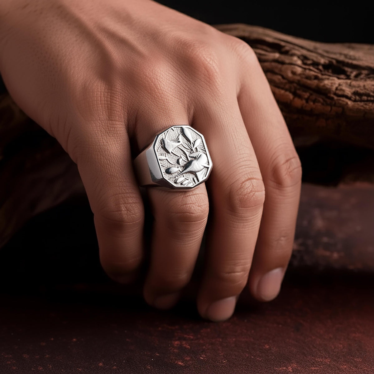 Decagonal Swordfish Ring – Sterling Silver Marine Life Ocean Band
