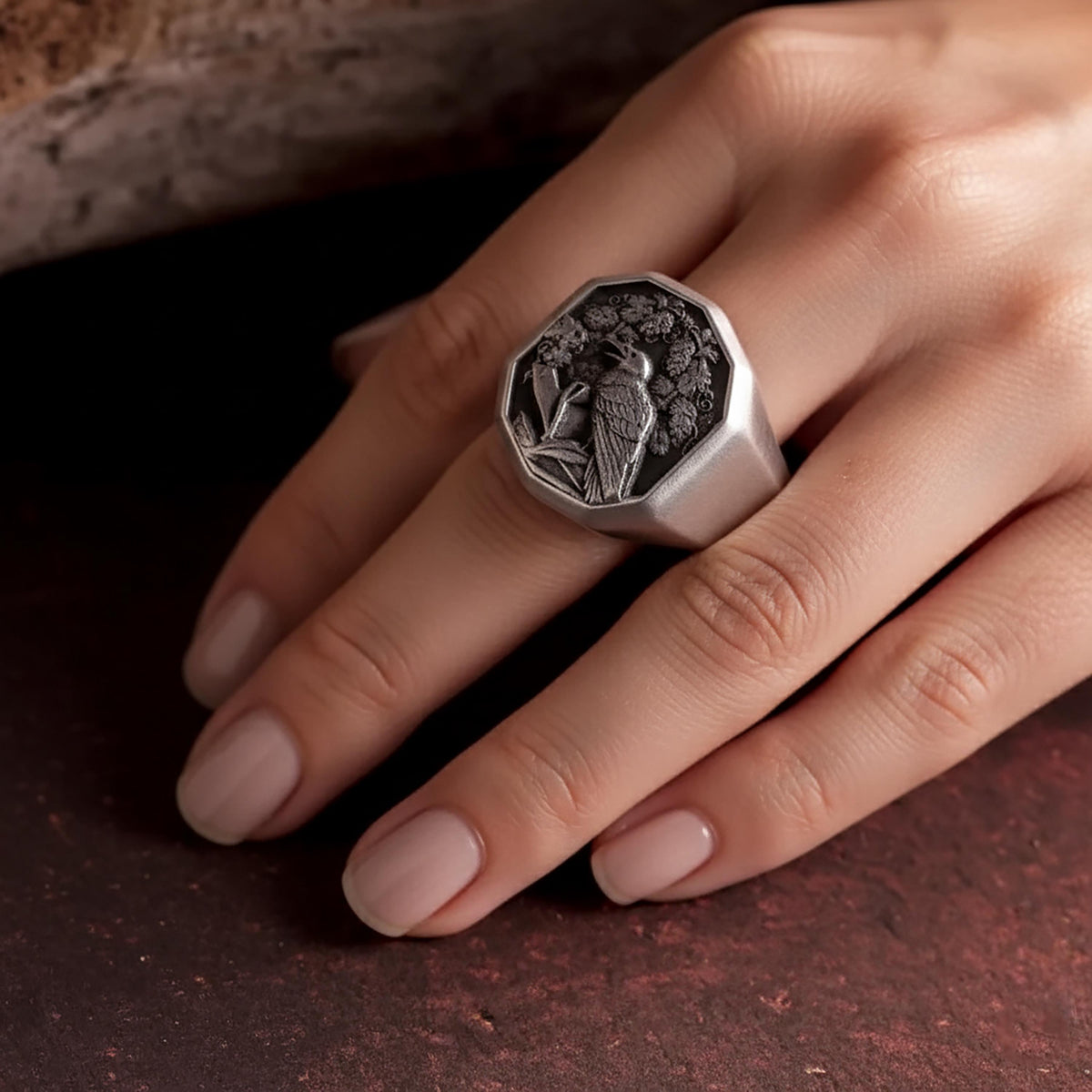 Sterling Silver Raven Ring – Gothic Poe Inspired Band