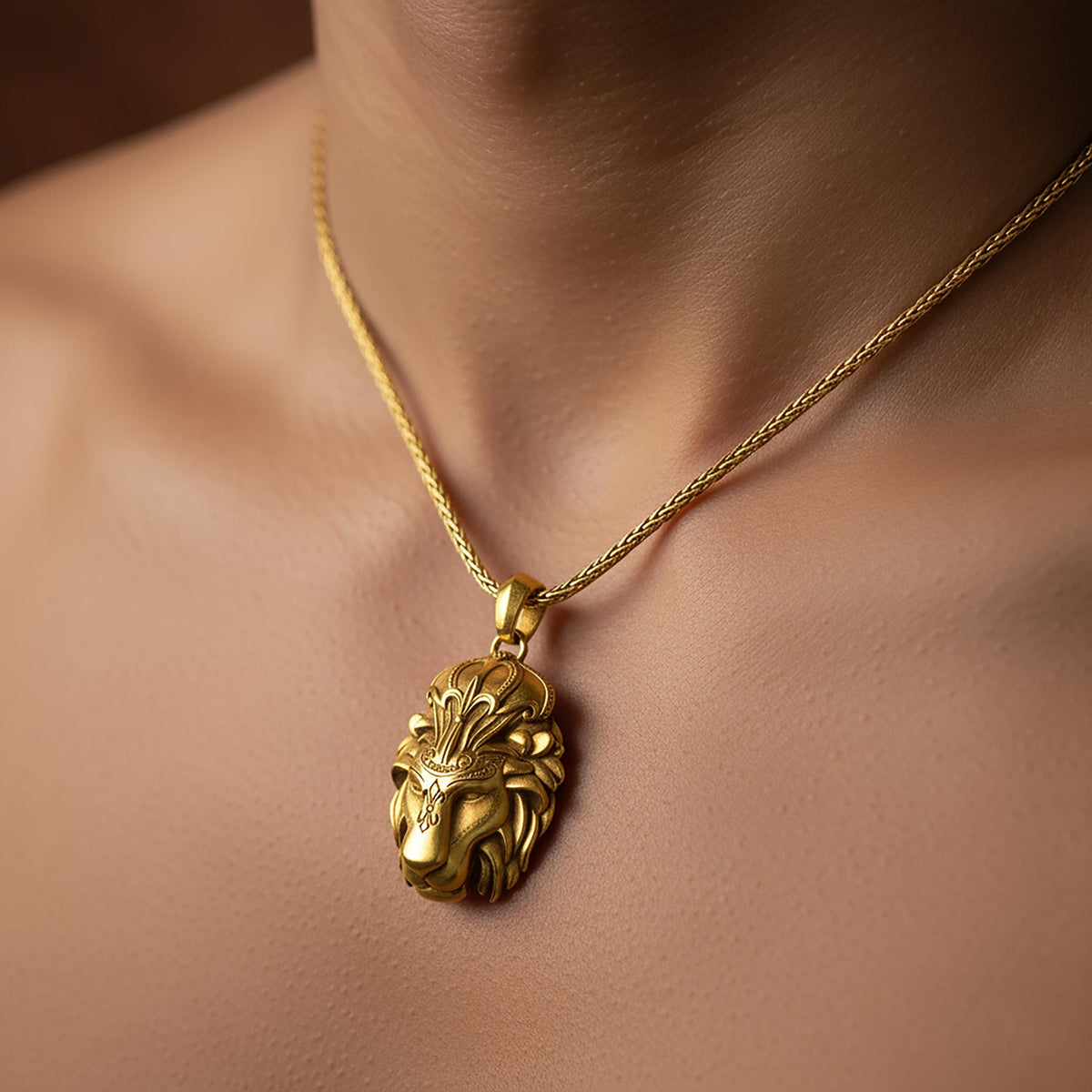 Vintage Lion Head Necklace - 925 Sterling Silver Pendant