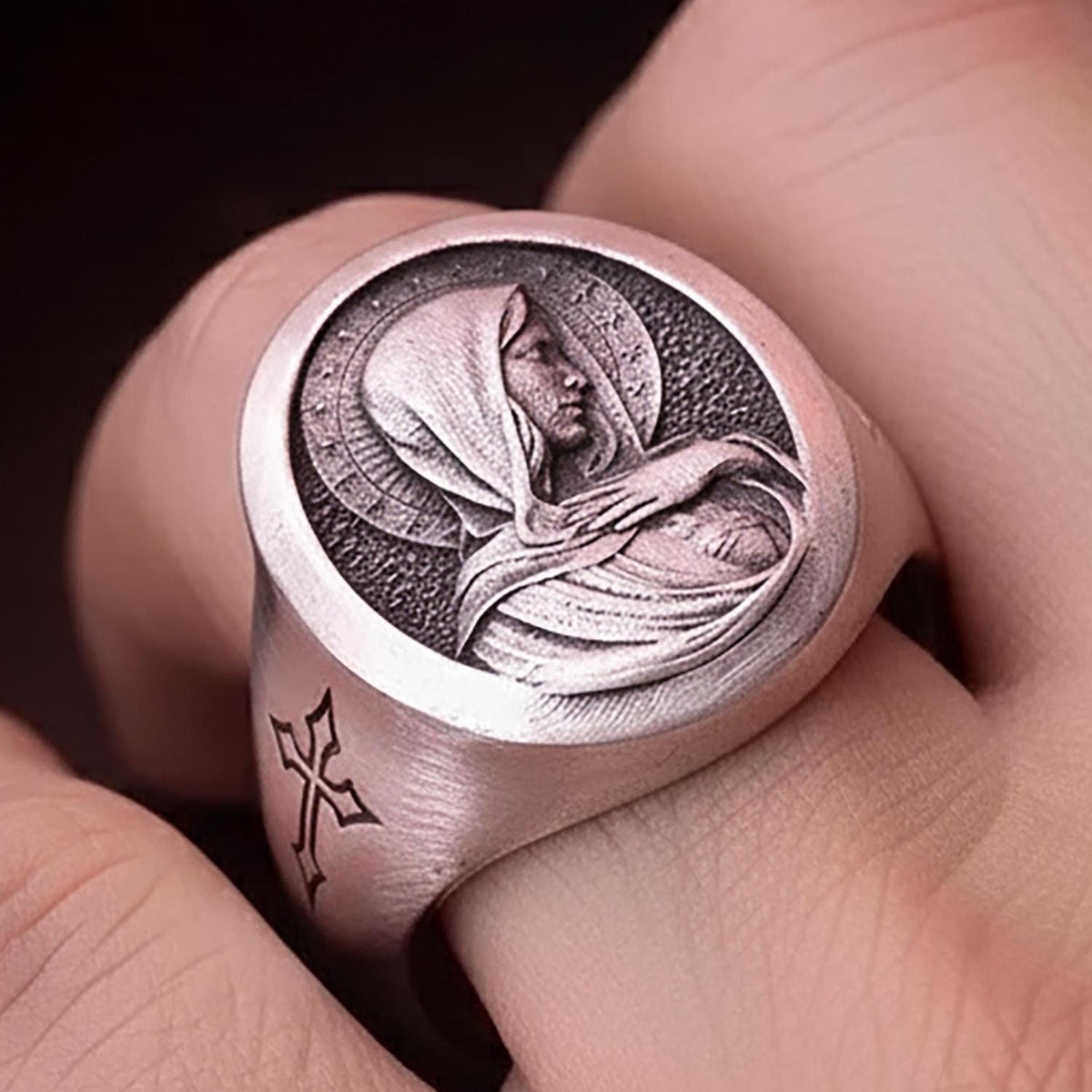 Sterling Silver Saint Mary Signet Ring – Religious Catholic Jewelry
