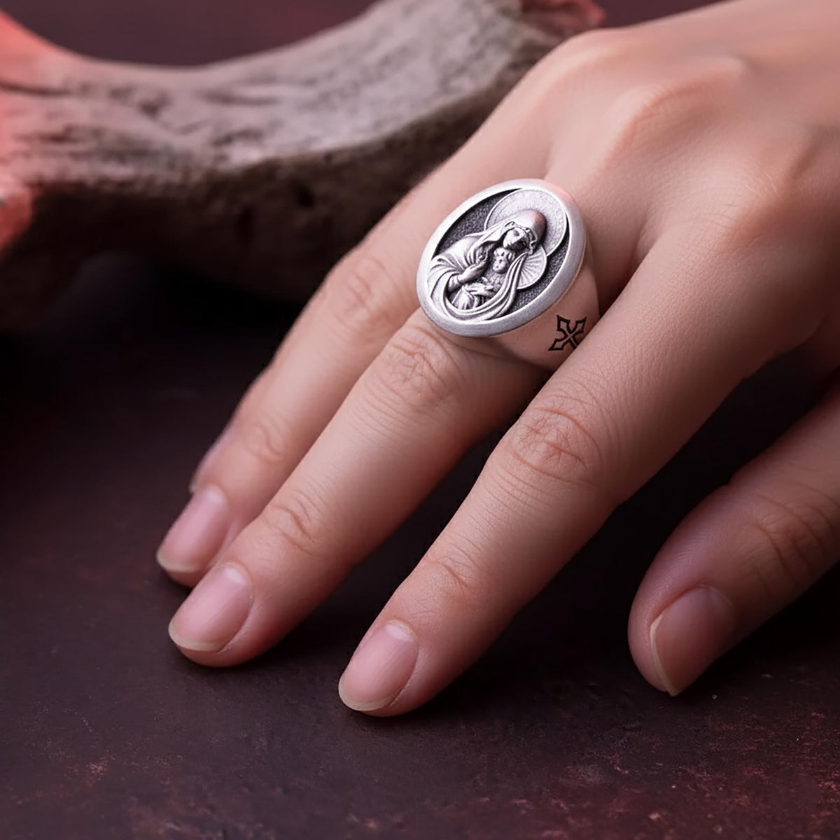 Mary and Jesus Sterling Silver Signet Ring – Catholic Jewelry