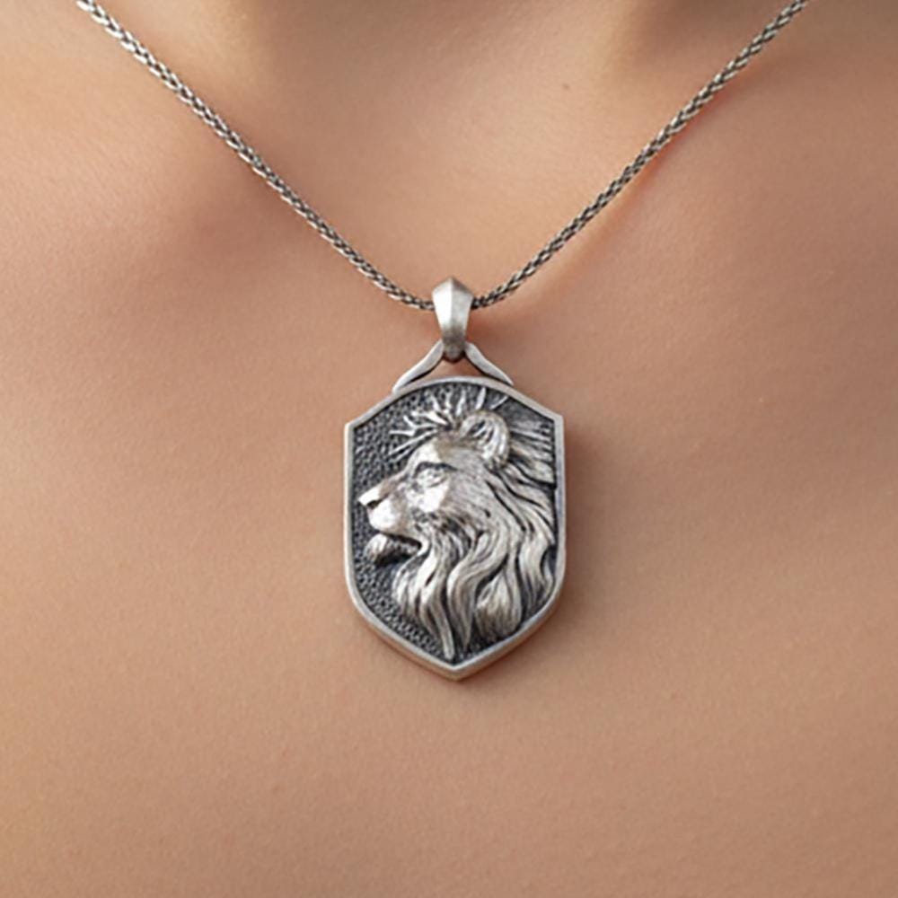 Lion of Judah Sterling Silver Necklace, Jewish Jewelry