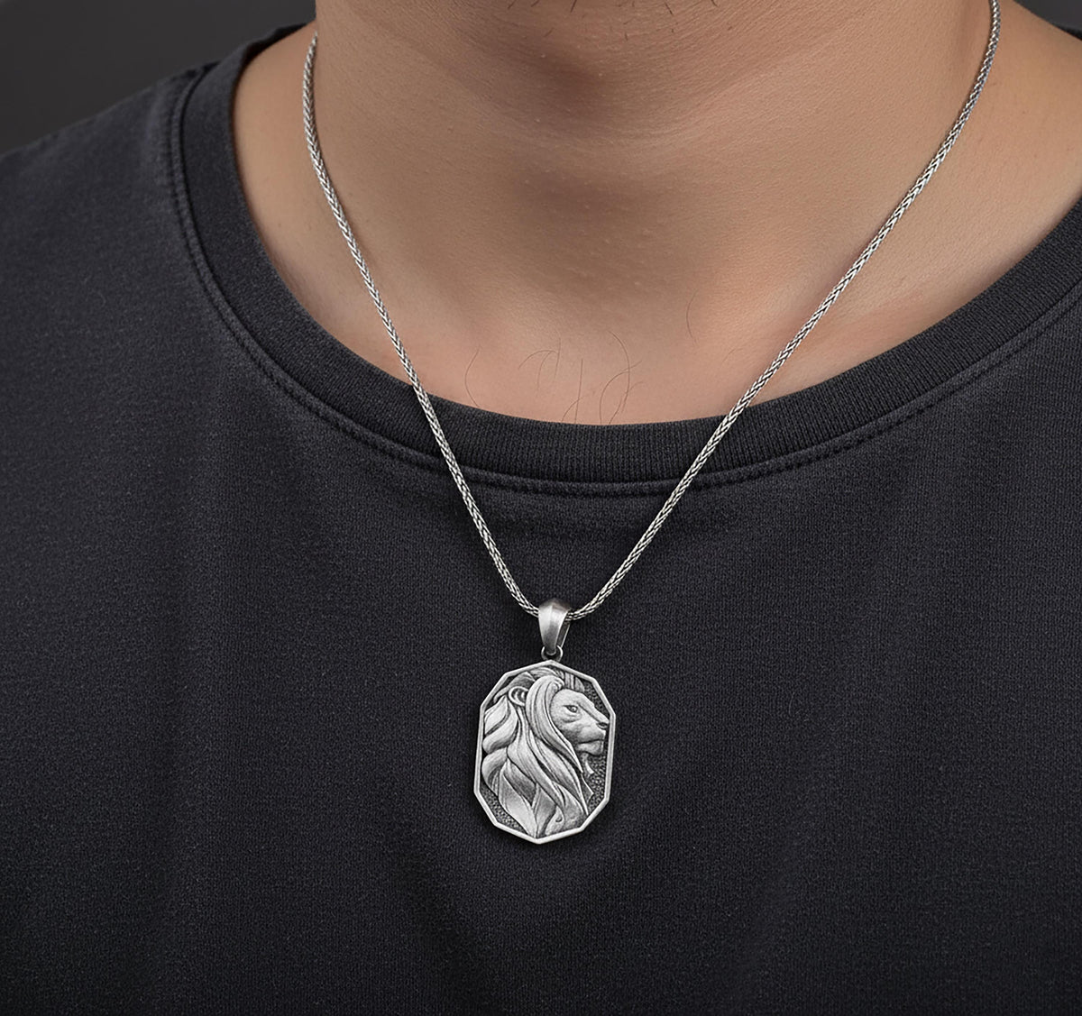 Sterling Silver Lion Pendant Necklace, Gift for Leo Man