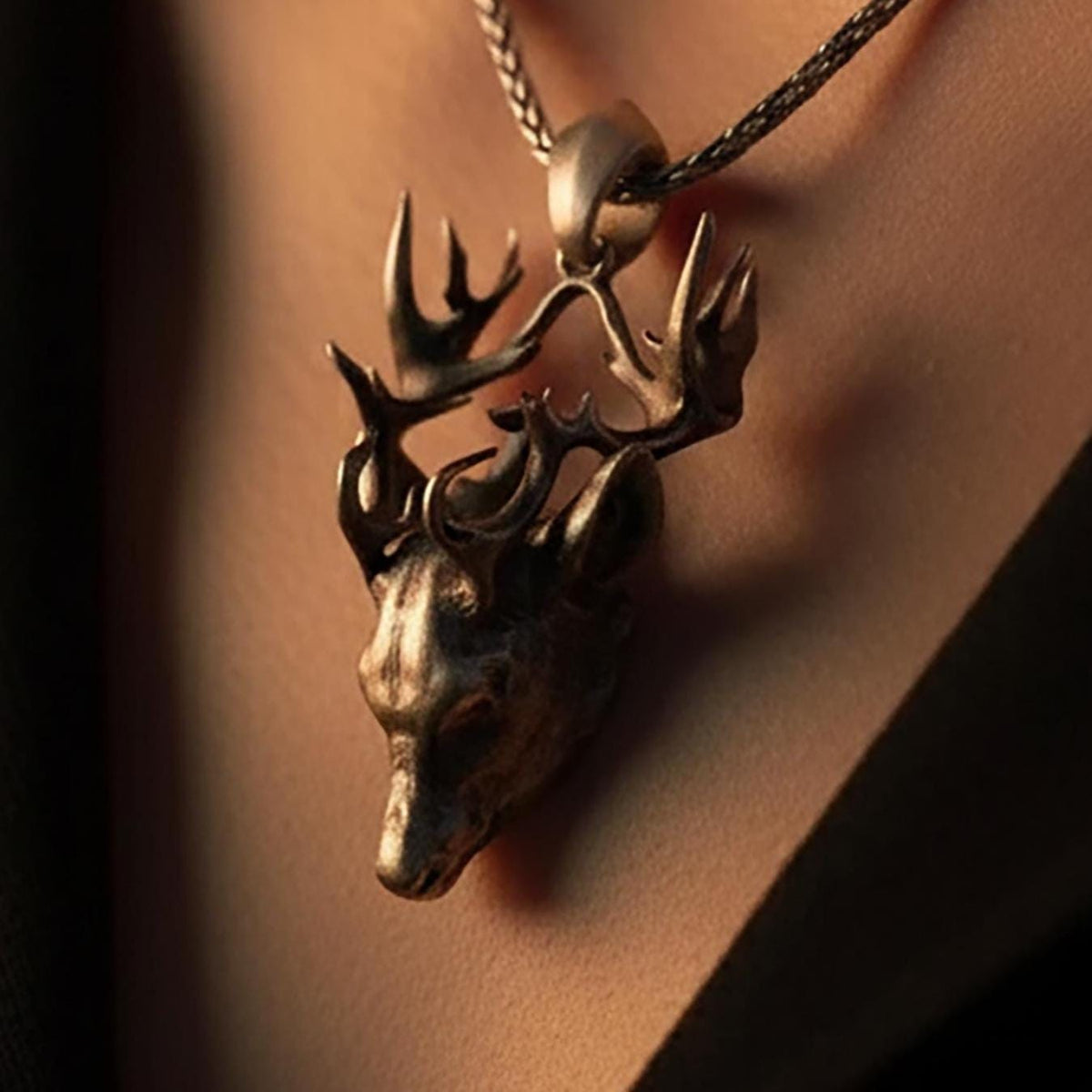 Sterling Silver 3D Deer Head Necklace, Wildlife Jewelry