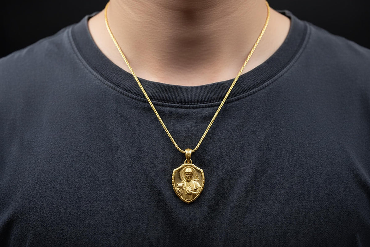 Sterling Silver St. Francis Shield Pendant – Patron Saint of Animals