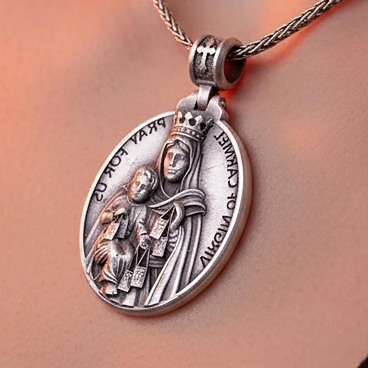 Sterling Silver Virgen del Carmen Pendant – Catholic Protection Medal