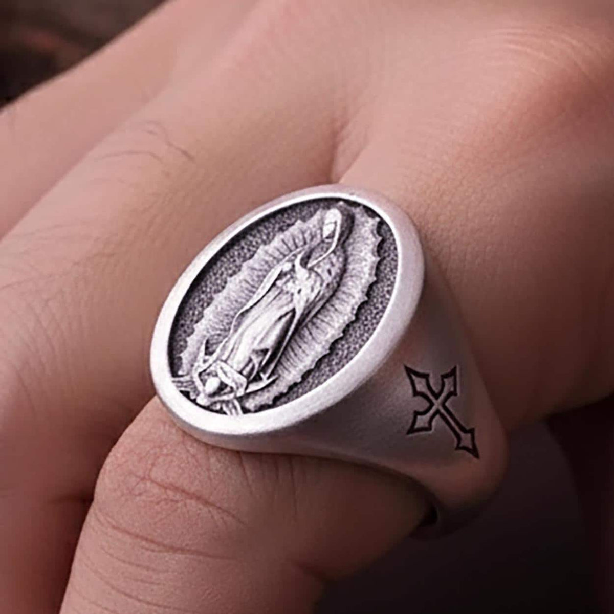 Our Lady of Guadalupe Sterling Silver Signet Ring – Catholic Jewelry