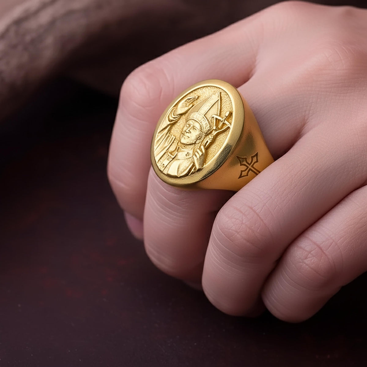 St. John Paul II Sterling Silver Signet Ring - Catholic Jewelry
