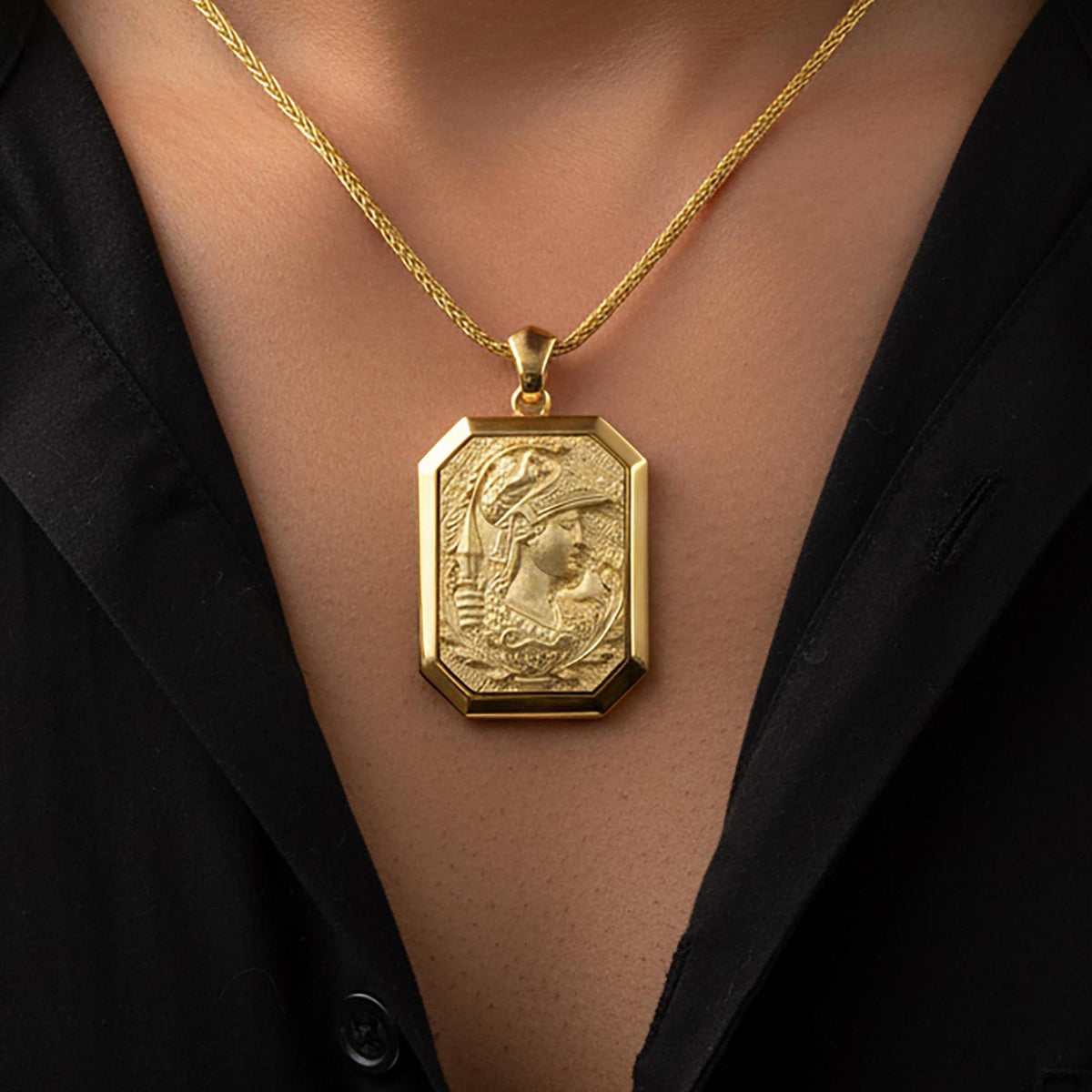 Gold Athena Pendant, Greek Goddess Amulet, Personalized Jewelry