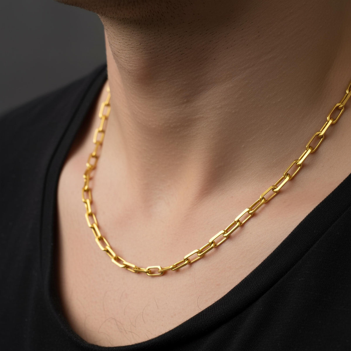 Sterling Silver Paperclip Chain – 5 mm Elongated Link Necklace for Men
