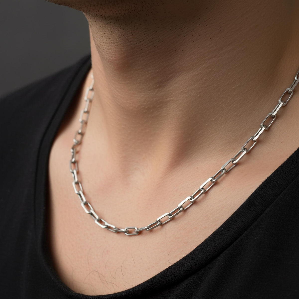 Sterling Silver Paperclip Chain – 3mm Elongated Link Necklace