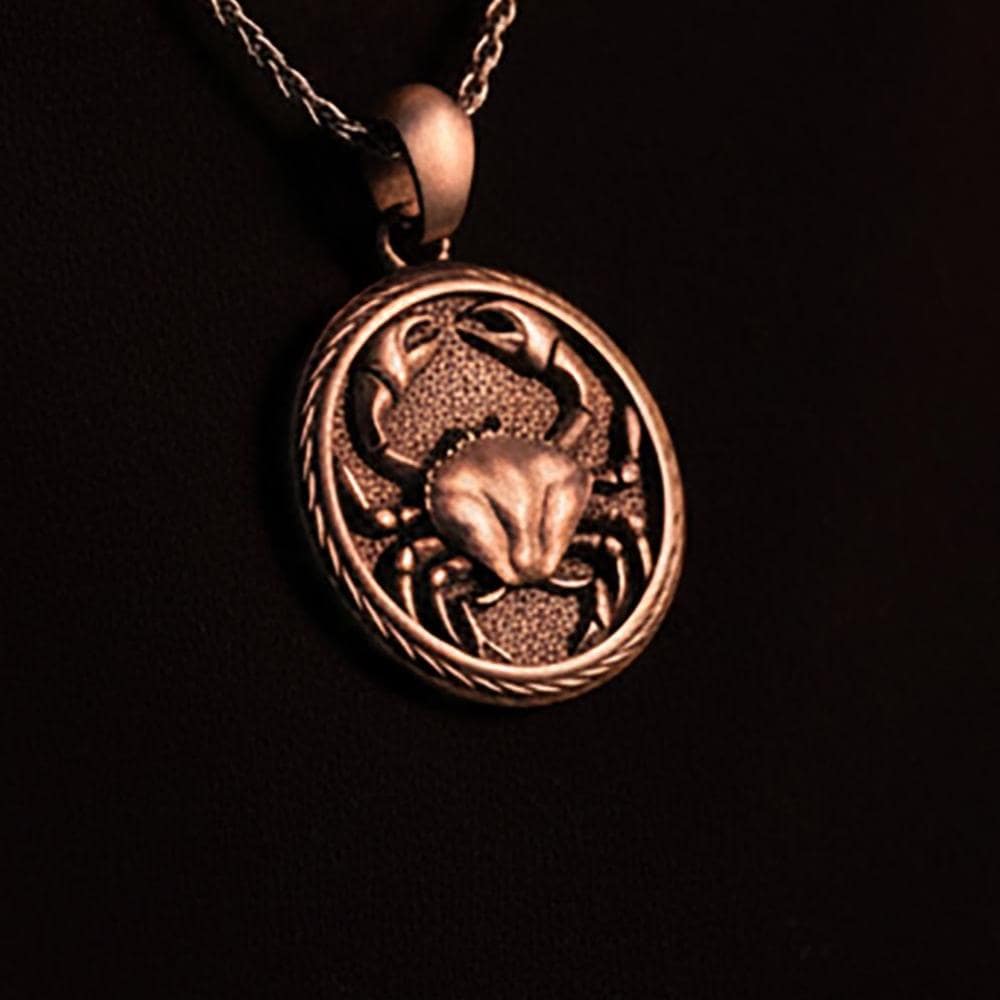 Sterling Silver Cancer Zodiac Pendant, Crab Symbol Jewel