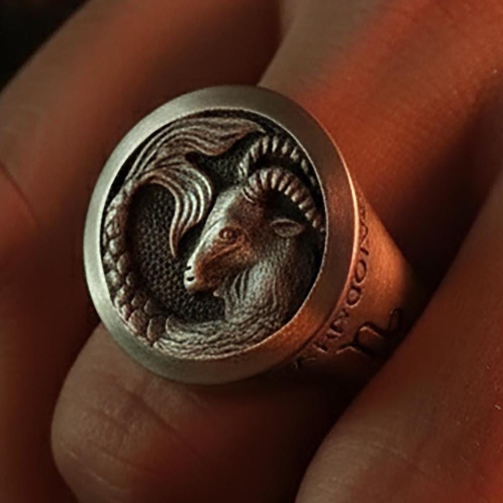 925 Sterling Silver Capricorn Ring, Zodiac Astrology Gift