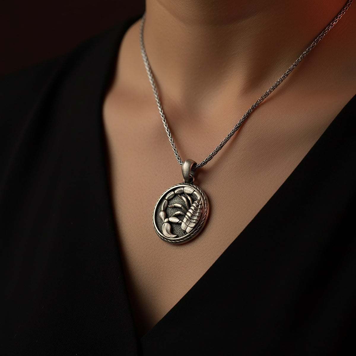 Sterling Silver Scorpio Pendant, Zodiac Scorpion Symbol Necklace