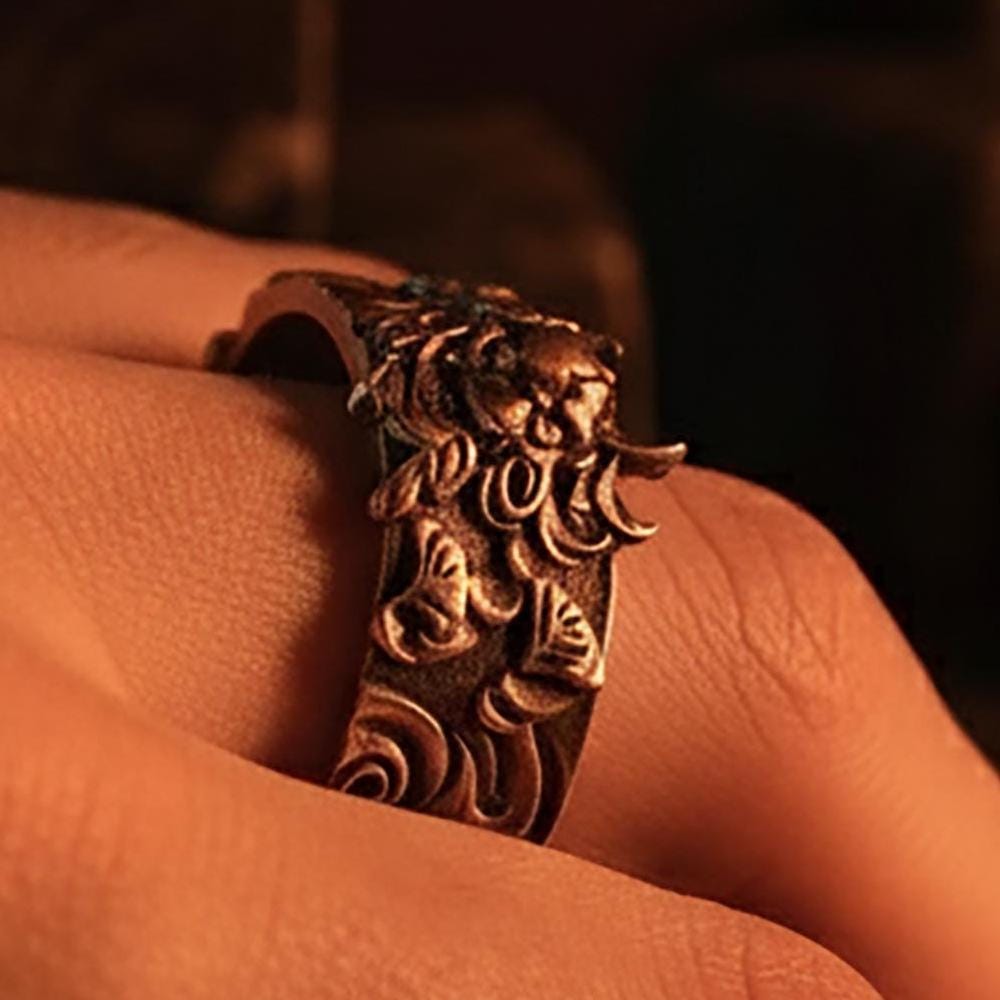 Sterling Silver Oni Demon Ring, Hannya Mask Band, Japanese Jewelry