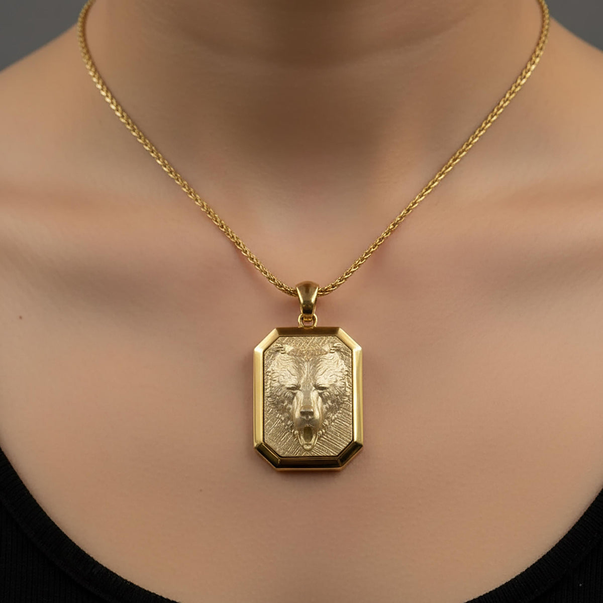 Gold Bear Pendant | Celtic Spirit Animal Charm, Symbol of Strength
