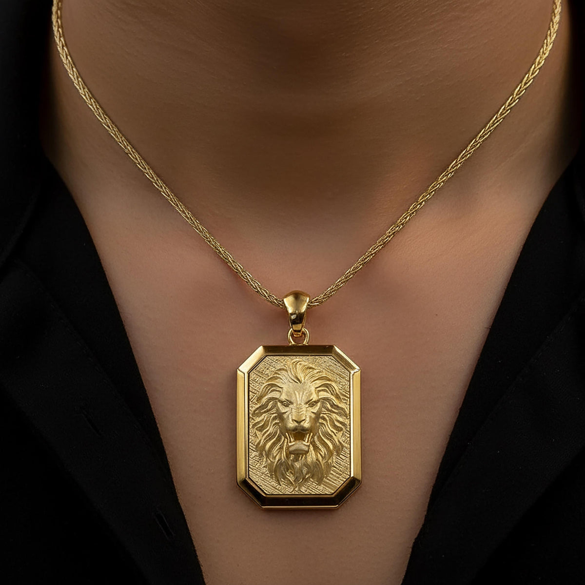 Handmade 18K Gold Lion Pendant, Celtic Wildlife Necklace