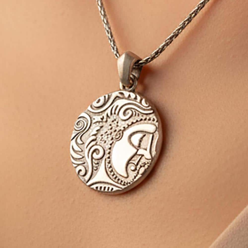 Sterling Silver Celtic Coin Necklace, Irish Amulet Pendant