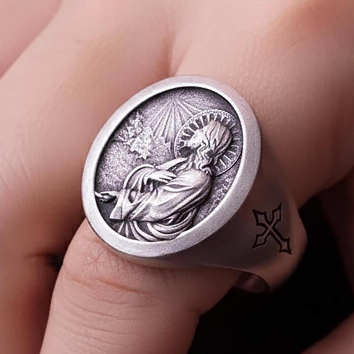 Sterling Silver Jesus Prayer Signet Ring – Religious Catholic Jewelry