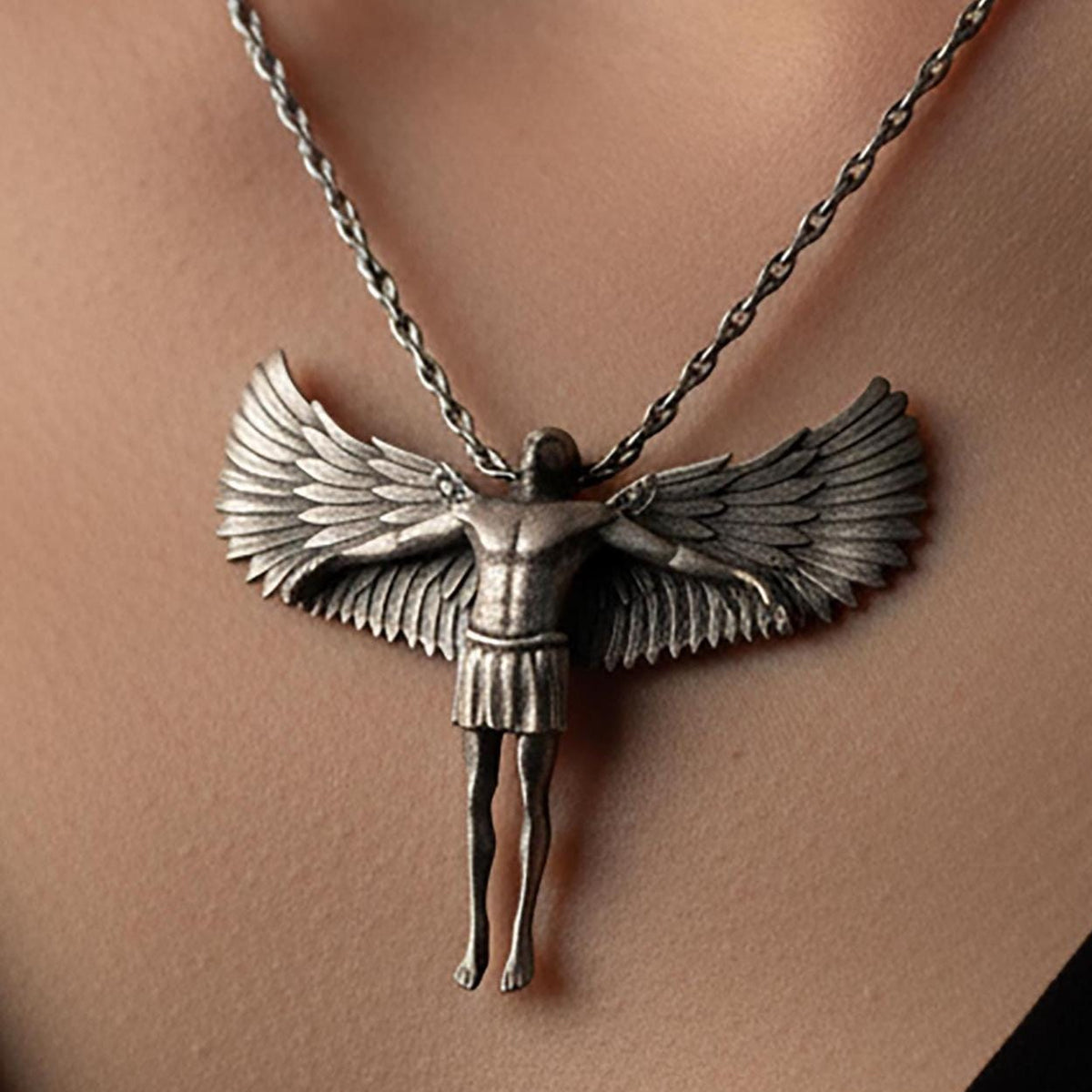 Sterling Silver Angel Pendant, Guardian Necklace, Spiritual Jewelry