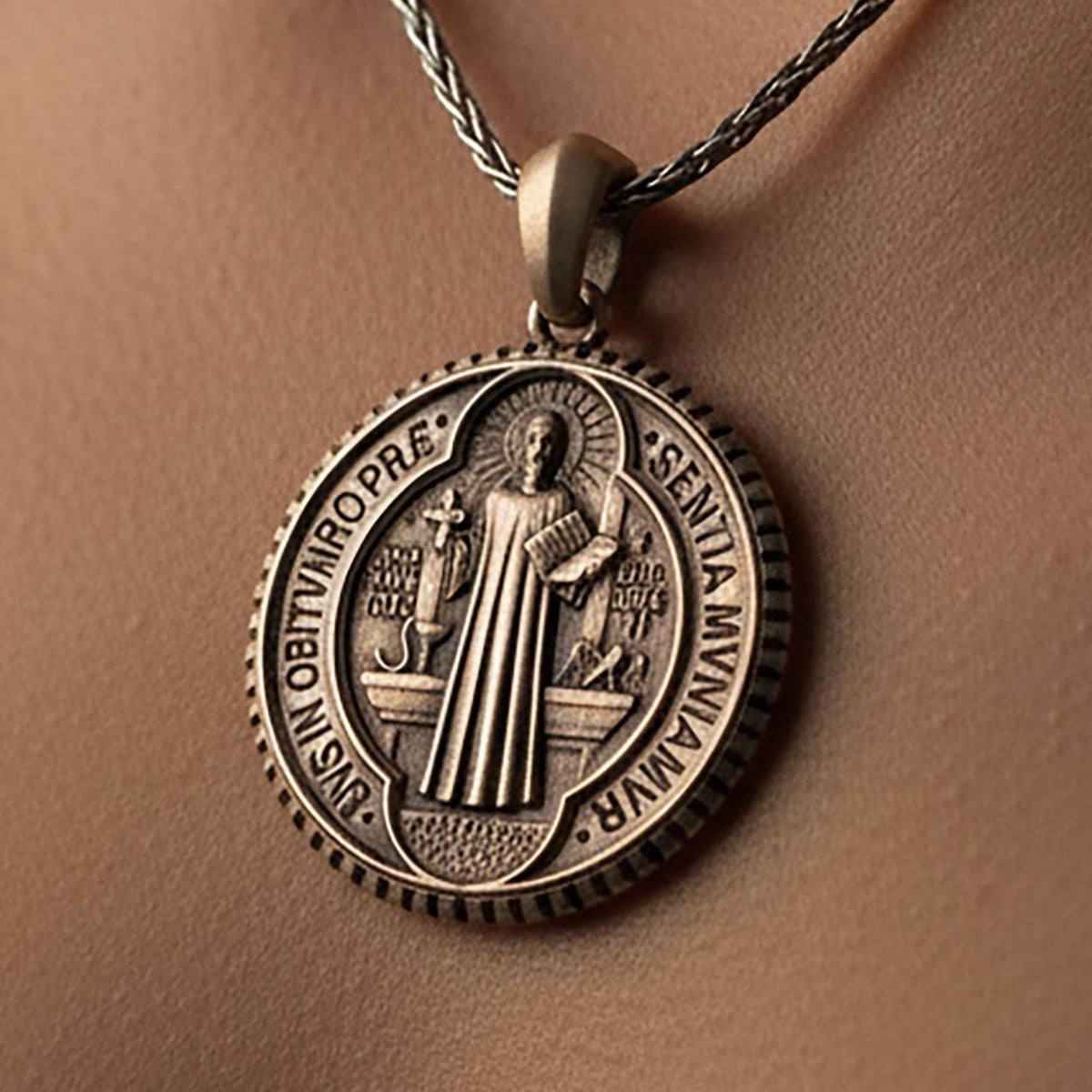 Sterling Silver St Benedict Medallion, Christian Protective Amulet