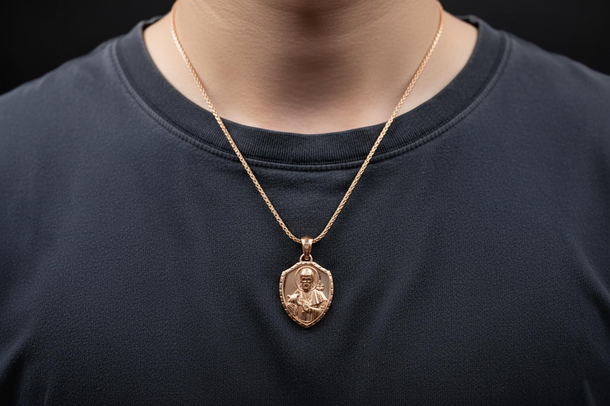 Sterling Silver St. Francis Shield Pendant – Patron Saint of Animals