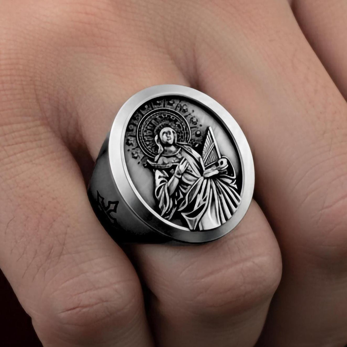 925 Sterling Silver Saint Cecilia Ring – Religious Catholic Jewelry