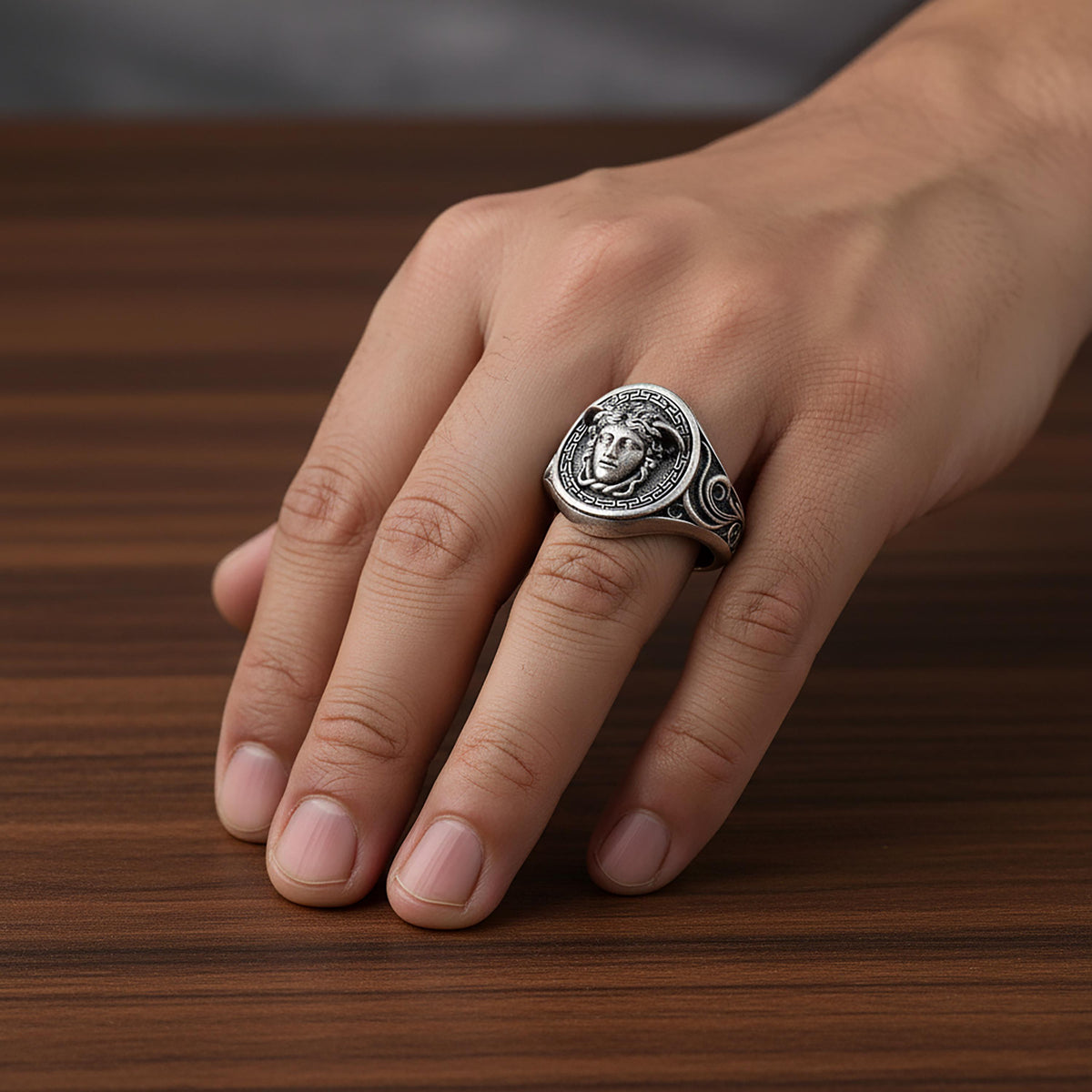 Sterling Silver Medusa Ring, Greek Mythology Serpent Jewelry