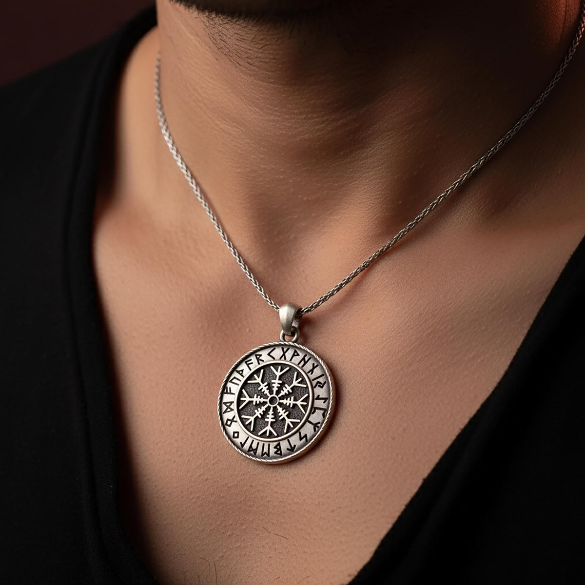 Sterling Silver Aegishjalmur Pendant, Norse Helm of Awe, Viking Amulet