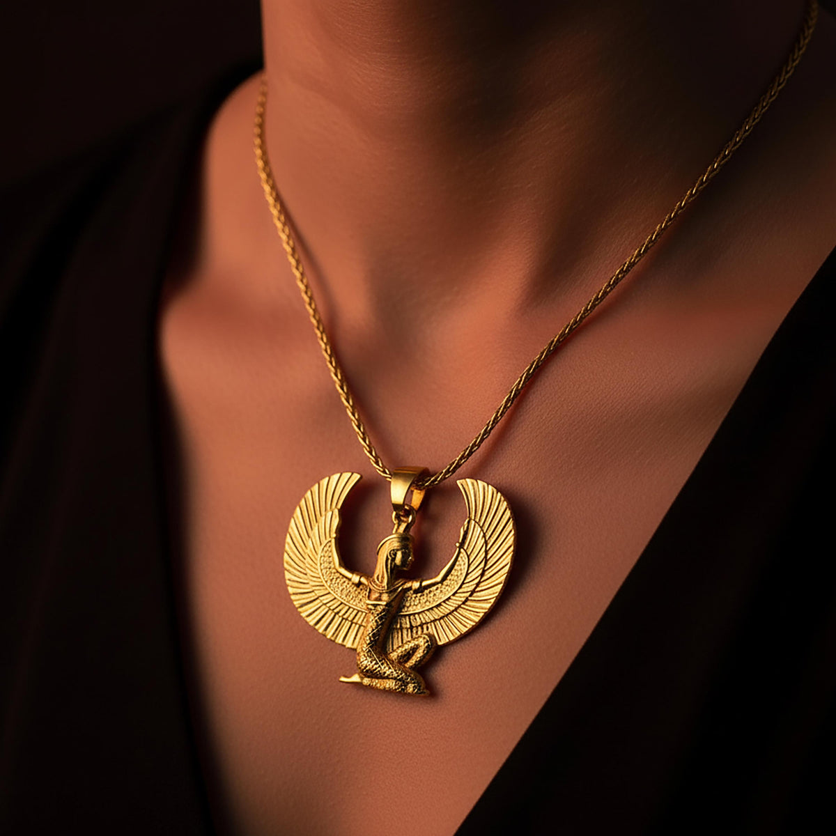 Sterling Silver Goddess Isis Pendant, Egyptian Talisman Jewelry