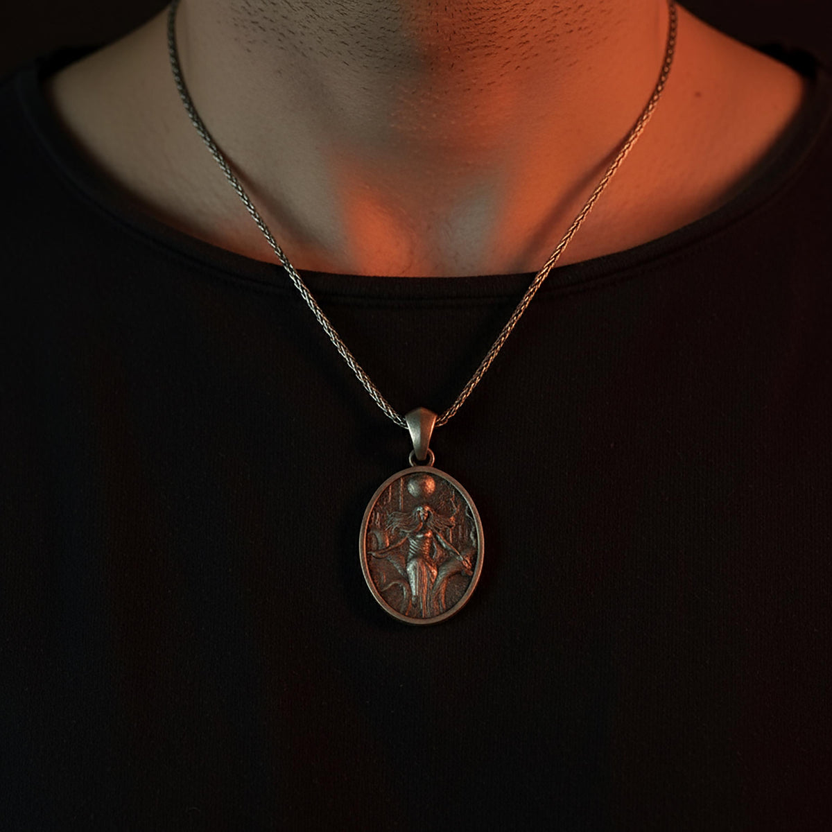 Sterling Silver Hela Pendant, Norse Goddess, Celtic Pagan Necklace