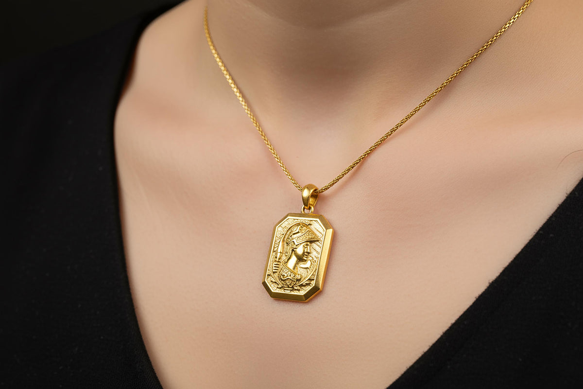 Sterling Silver Athena Necklace, Greek Mythology Pendant