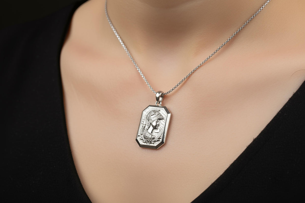 Sterling Silver Athena Necklace, Greek Mythology Pendant