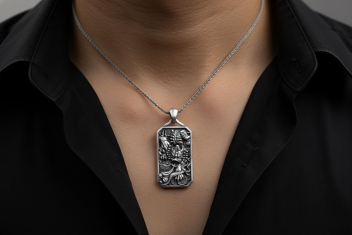 Sterling Silver Tiger Pendant Necklace, Mythical Animal Totem Jewelry