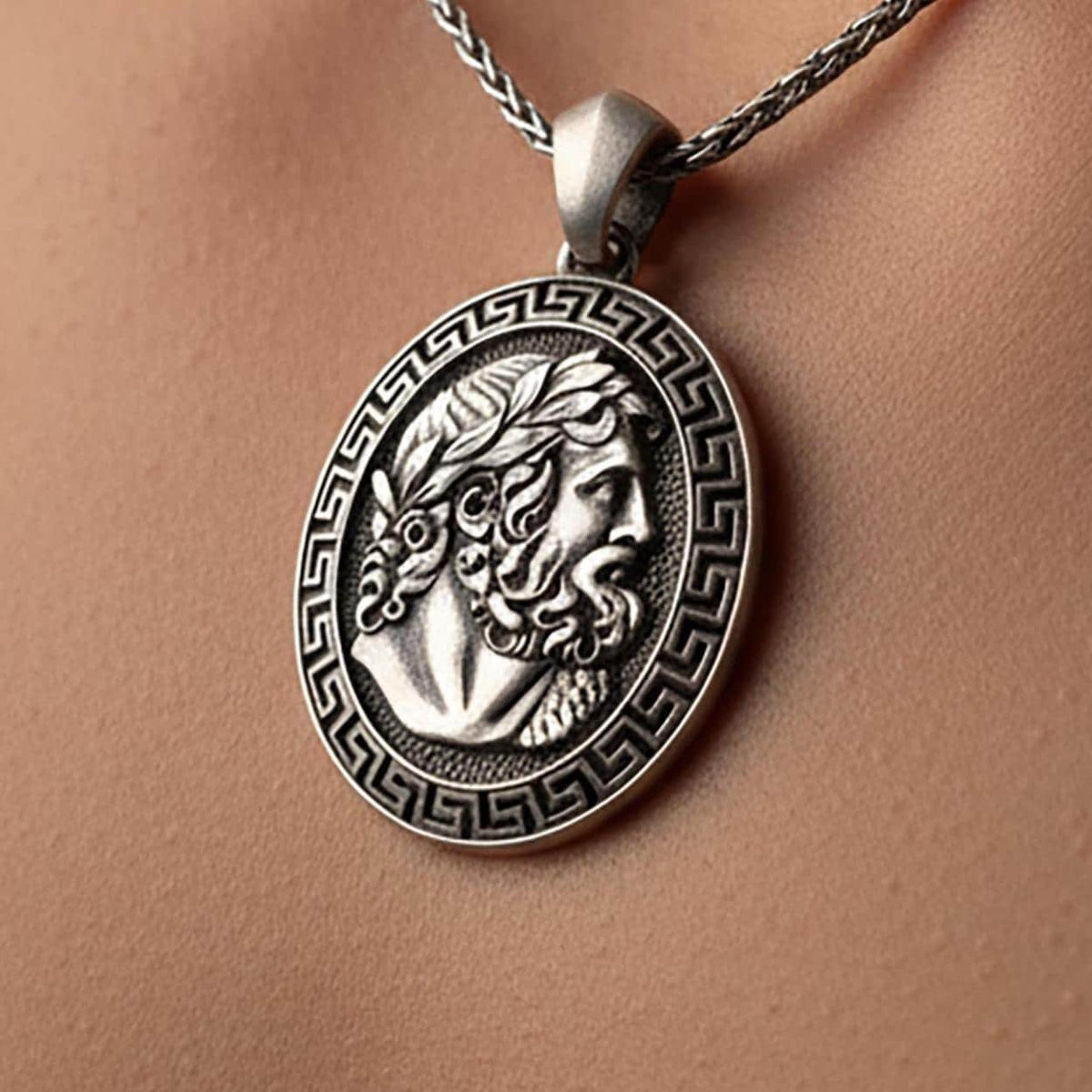 Zeus Sterling Silver Necklace, Greek God Pendant, Mythology Jewelry