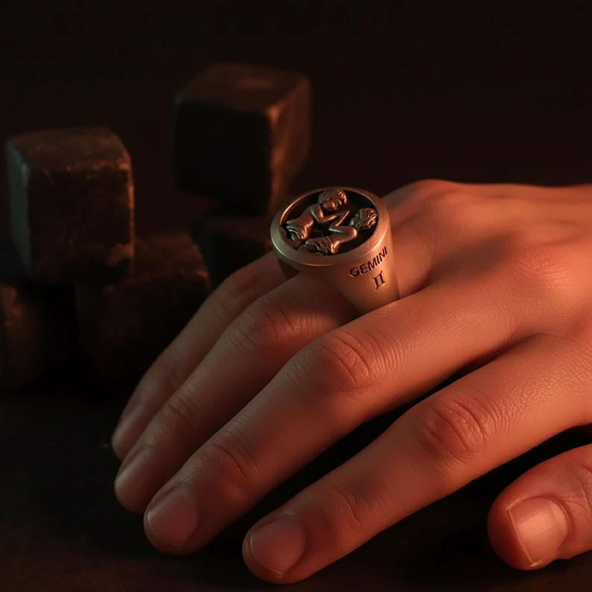 Sterling Silver Gemini Ring – Astrological Twins, Air Sign Jewelry