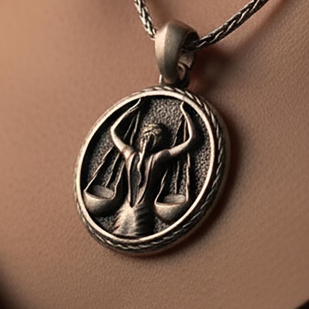 Sterling Silver Libra Pendant, Balance Symbol Necklace, October Birth Gift