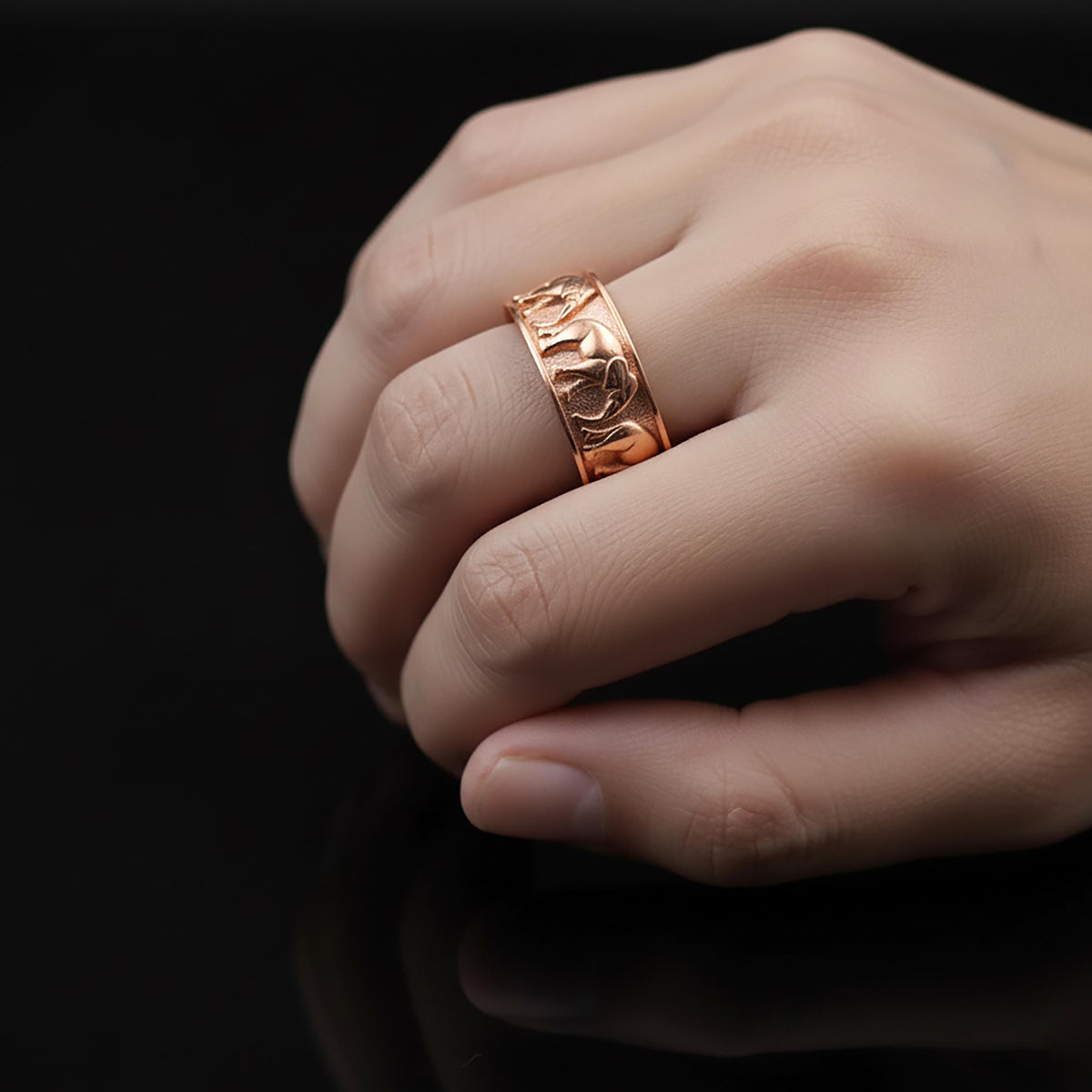 Handmade Sterling Silver Elephant Ring, Unisex Wedding Band