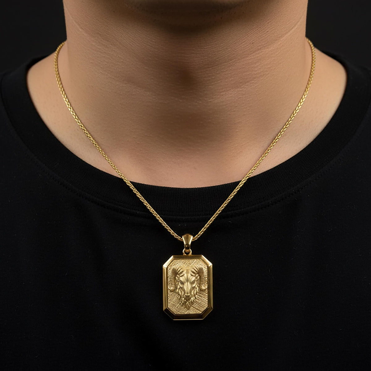 18K Gold Ram Pendant Necklace | Aries Zodiac Jewelry
