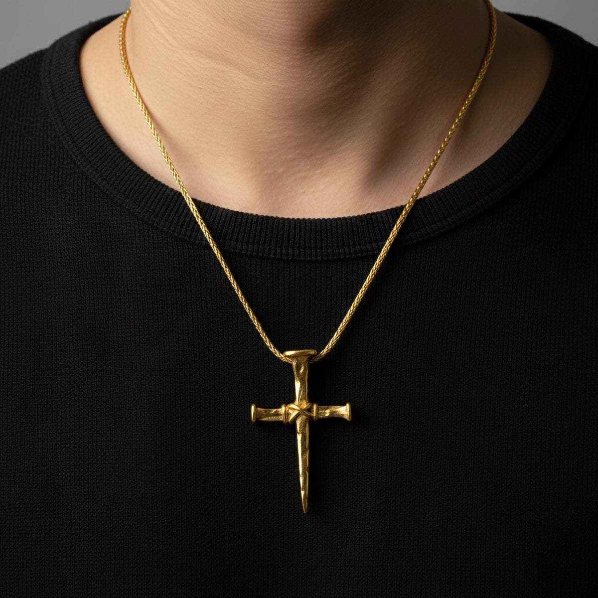 Rustic Nail Cross Necklace – Sterling Silver Christian Crucifix Pendant