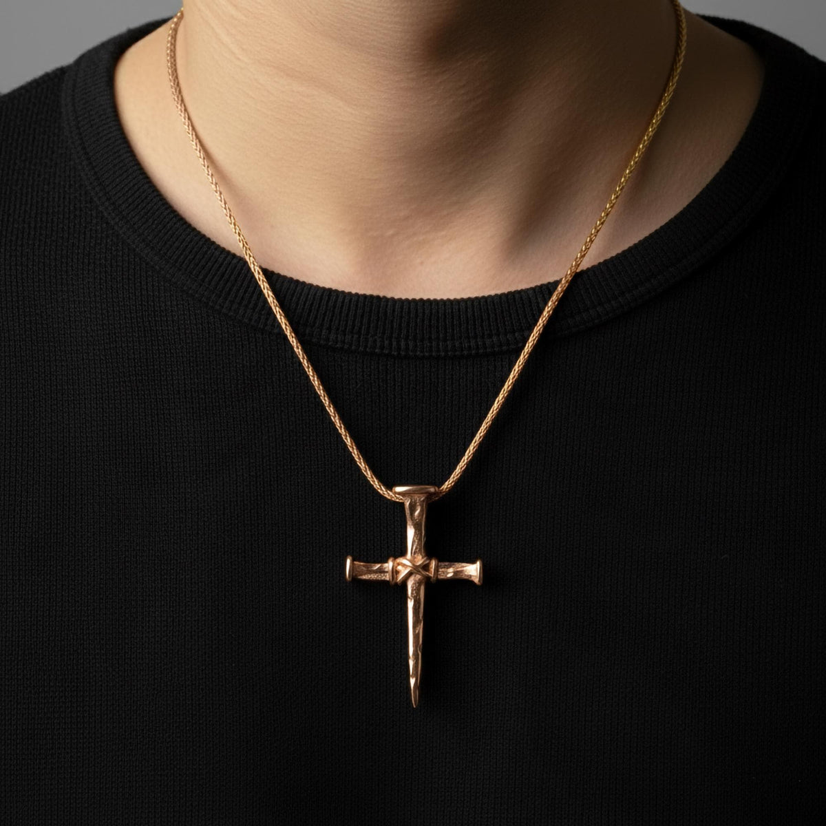 Rustic Nail Cross Necklace – Sterling Silver Christian Crucifix Pendant