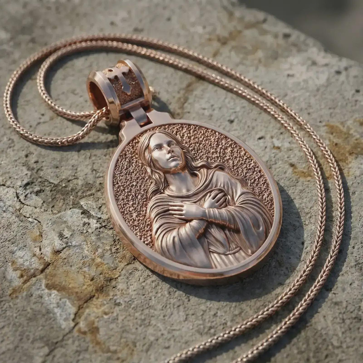 Sterling Silver Virgin Mary Prayer Pendant – Catholic Devotion Medal, Holy Mother Grace