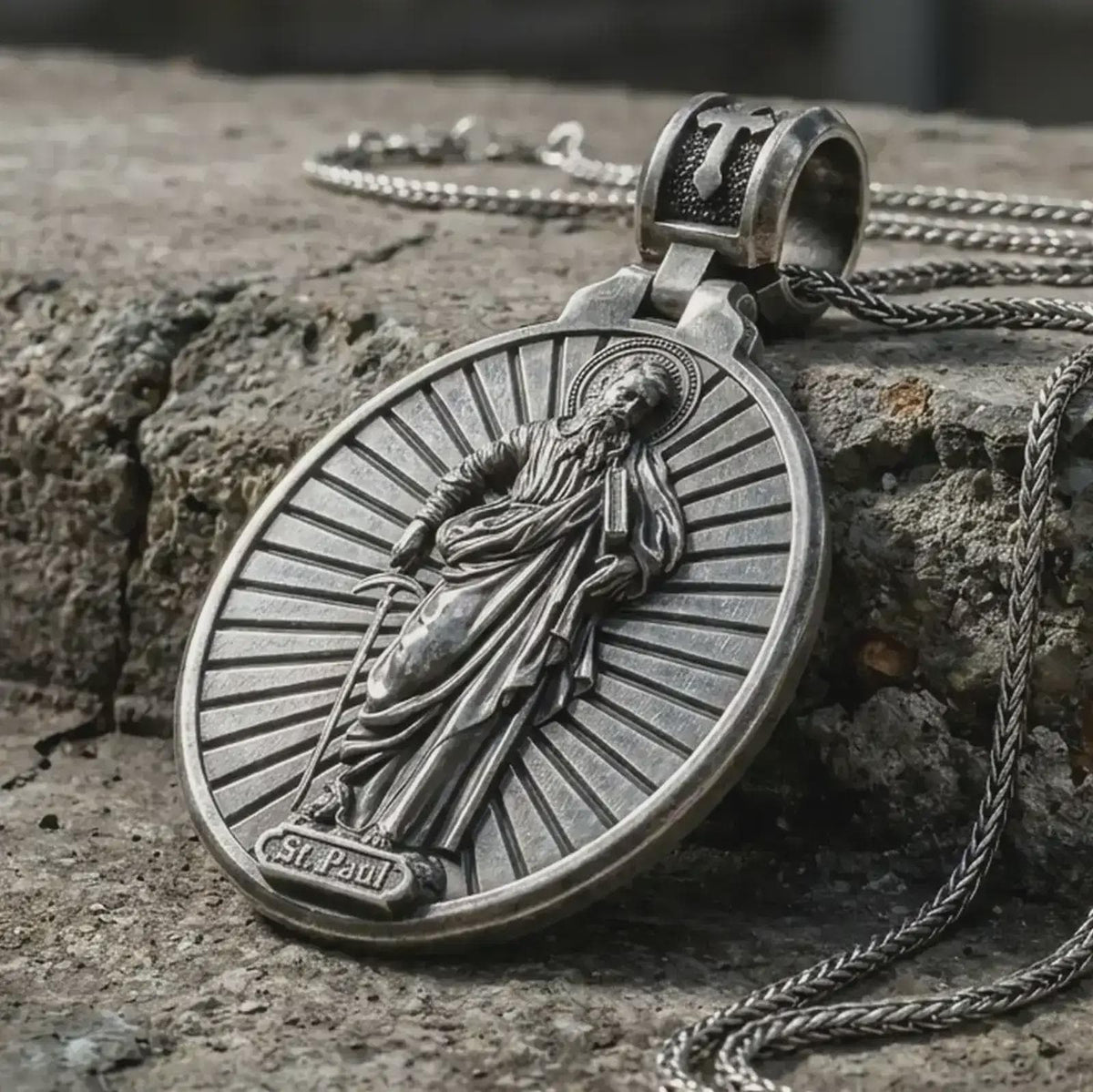 Saint Paul Pendant Necklace, 925 Silver Apostolic Medallion, Christian Saint Gift for Men & Women