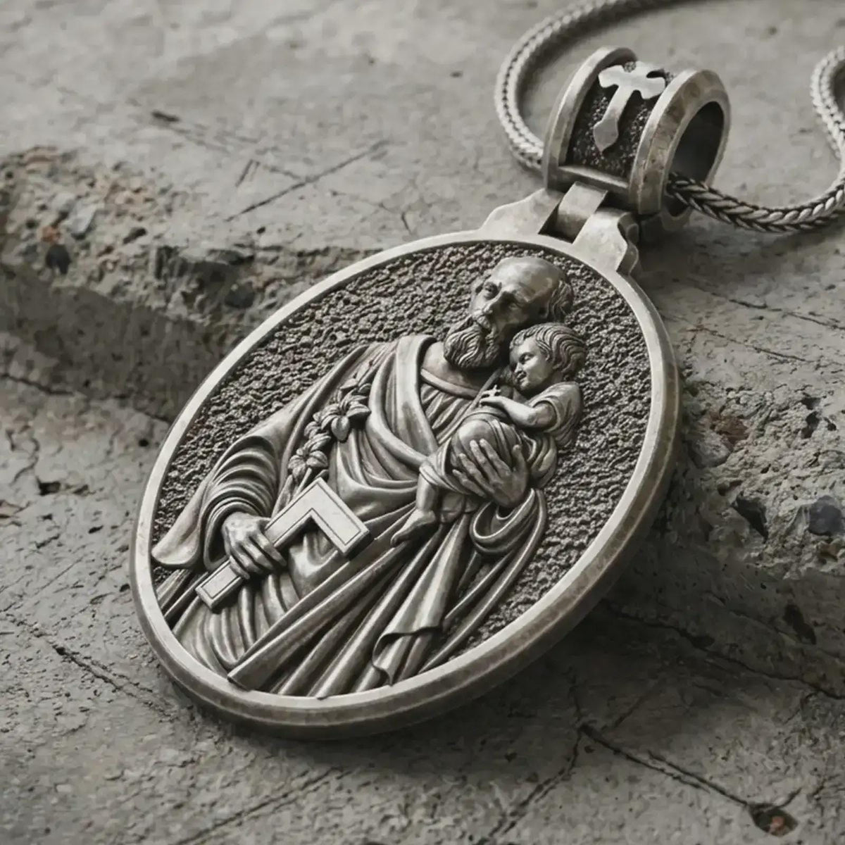 Sterling Silver St. Joseph Pendant – Catholic Patron Medal