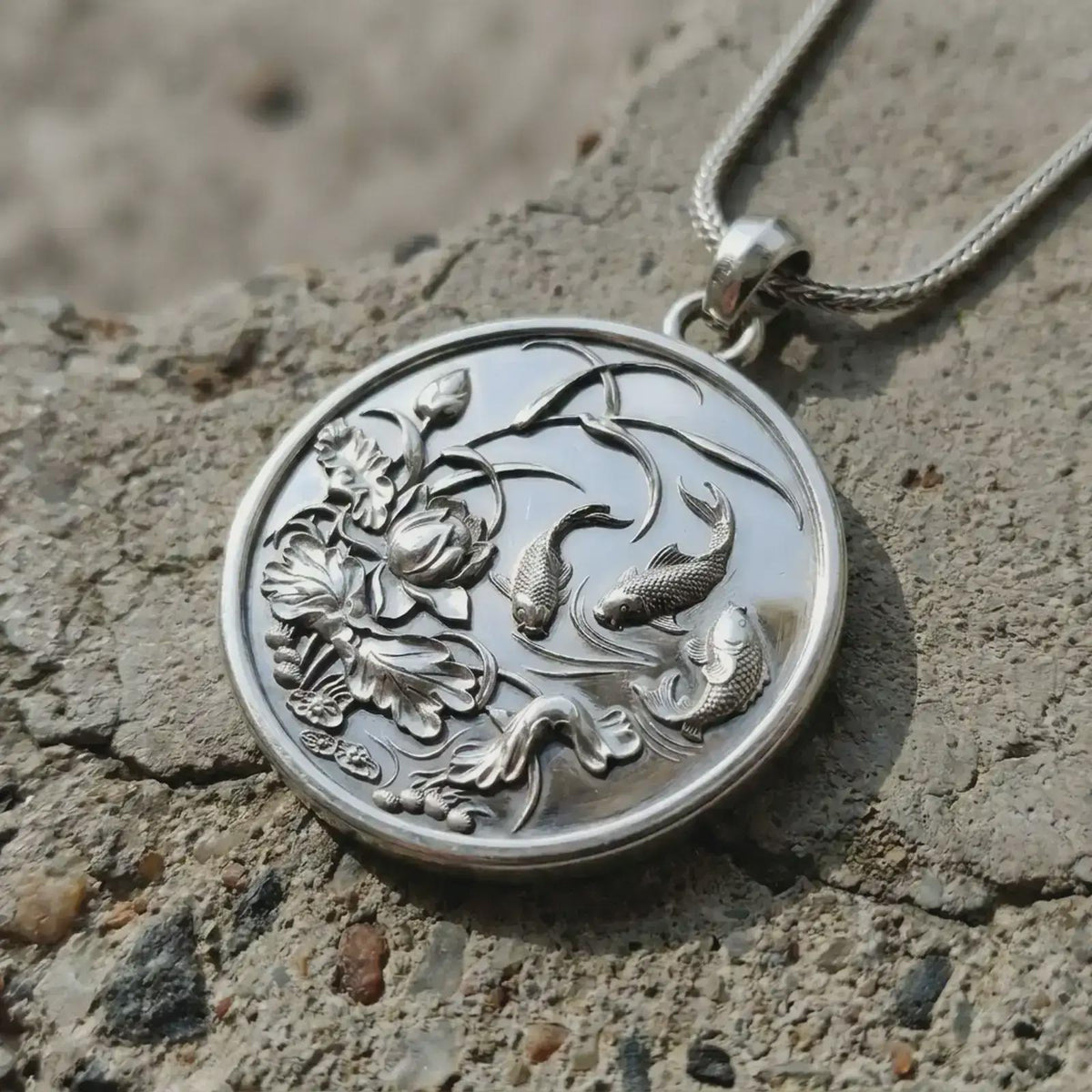 Handcrafted Sterling Silver Fish Necklace, Mediterranean Charm