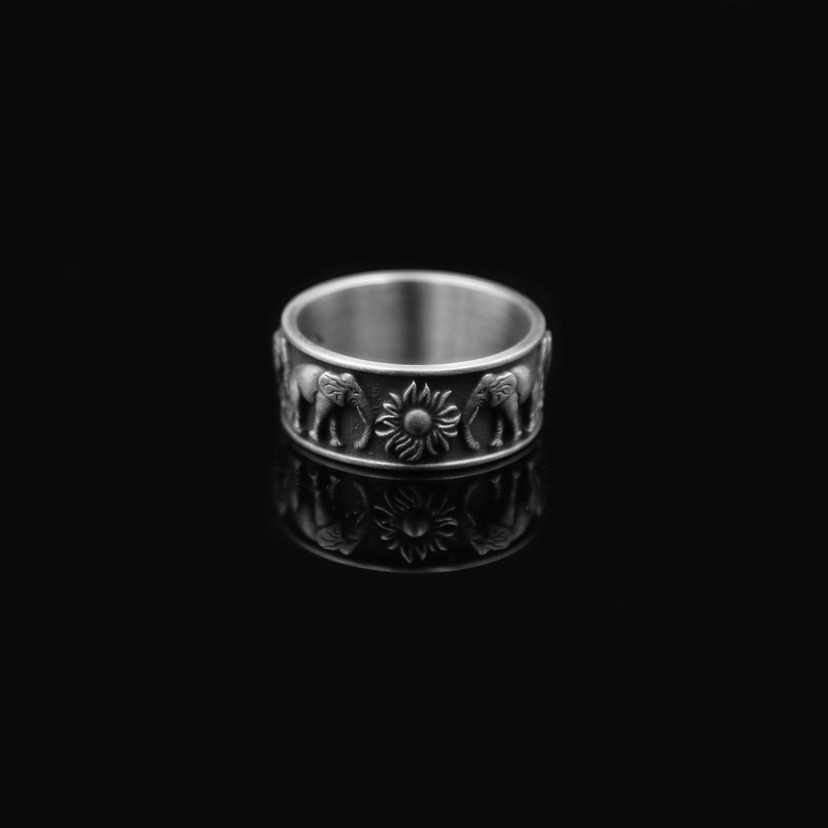 Handmade Sterling Silver Elephant Ring, Unisex Wedding Band