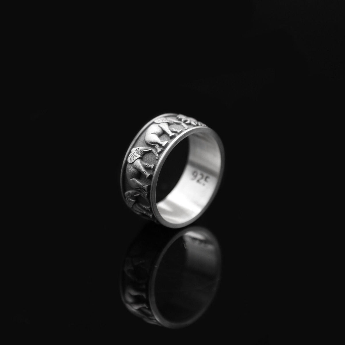 Handmade Sterling Silver Elephant Ring, Unisex Wedding Band