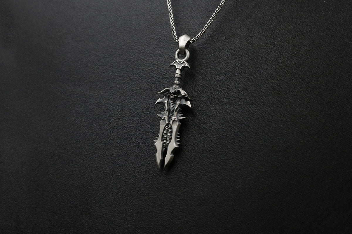 Sterling Silver Fantasy Sword Pendant | Gamer Necklace