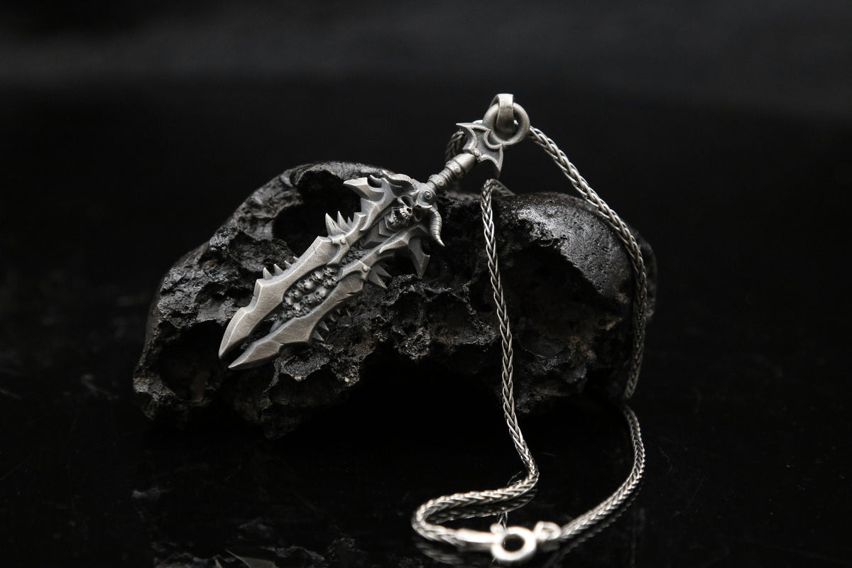 Sterling Silver Fantasy Sword Pendant | Gamer Necklace