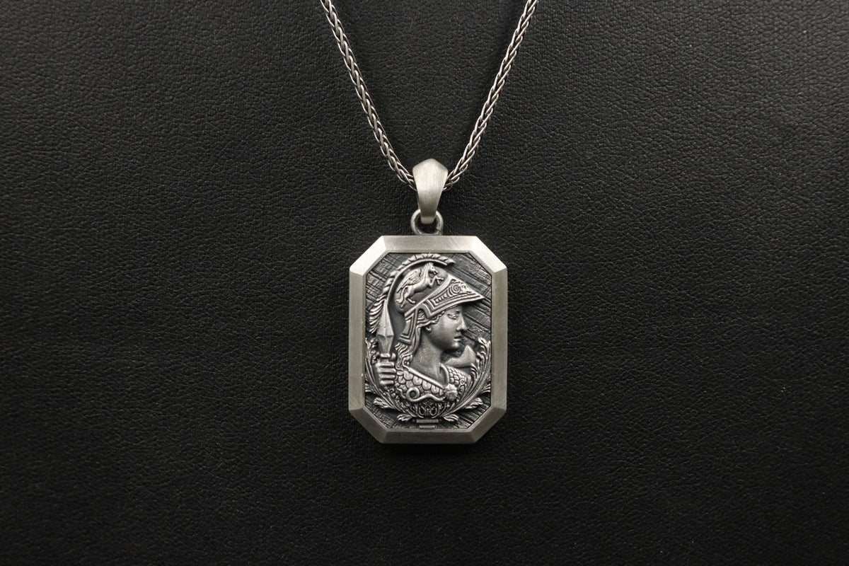 Sterling Silver Athena Necklace, Greek Mythology Pendant